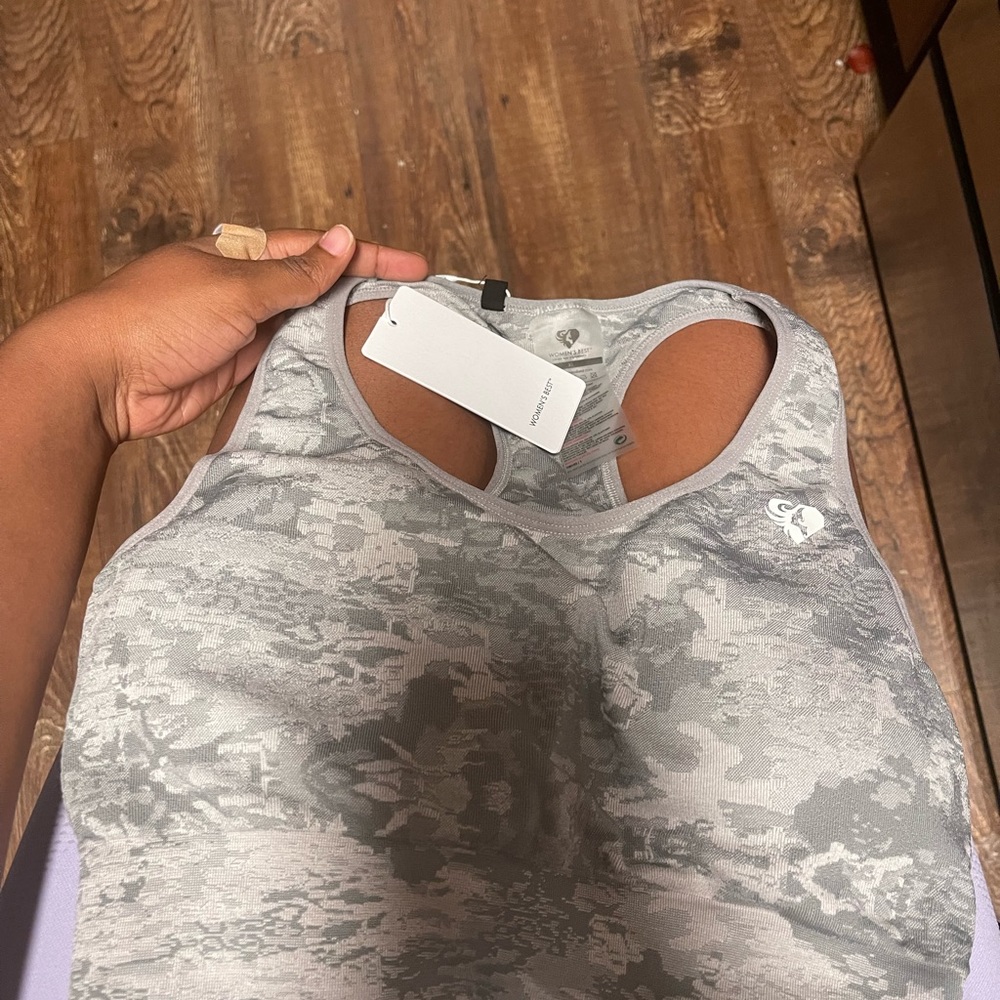 Light grey camo womens best sports bra